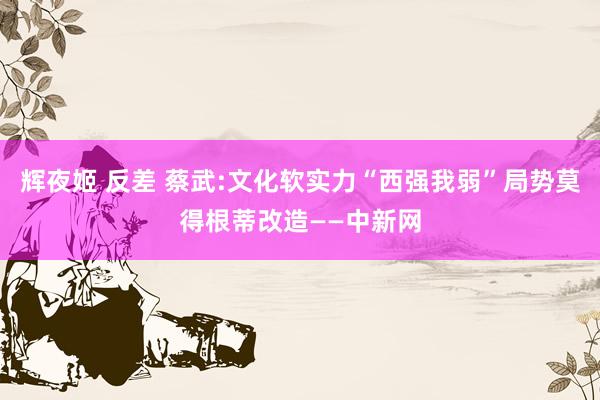 辉夜姬 反差 蔡武:文化软实力“西强我弱”局势莫得根蒂改造——中新网
