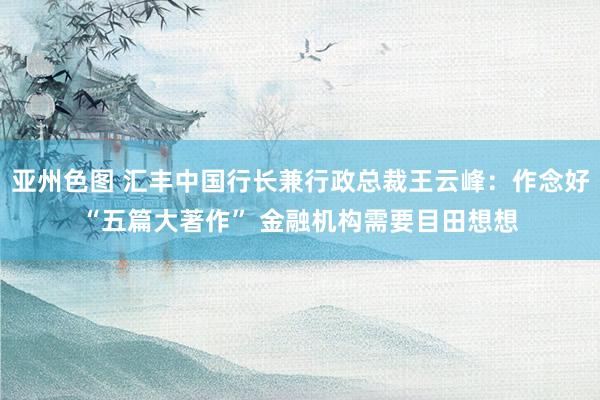 亚州色图 汇丰中国行长兼行政总裁王云峰：作念好“五篇大著作” 金融机构需要目田想想