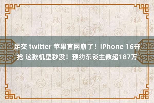 足交 twitter 苹果官网崩了！iPhone 16开抢 这款机型秒没！预约东谈主数超187万