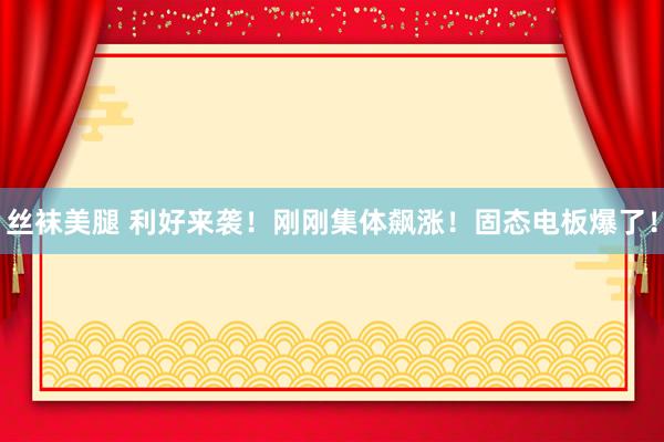丝袜美腿 利好来袭！刚刚集体飙涨！固态电板爆了！