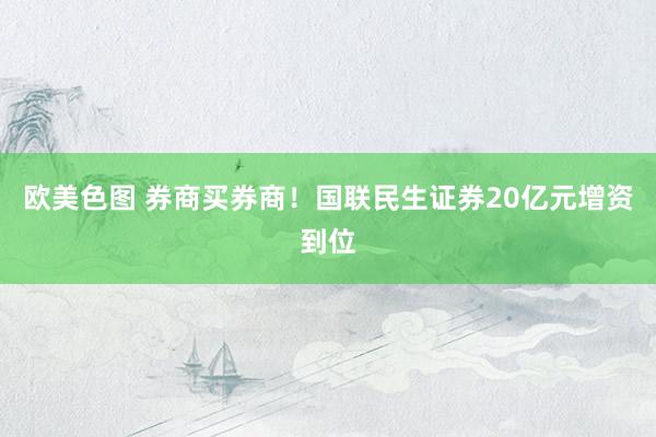 欧美色图 券商买券商！国联民生证券20亿元增资到位